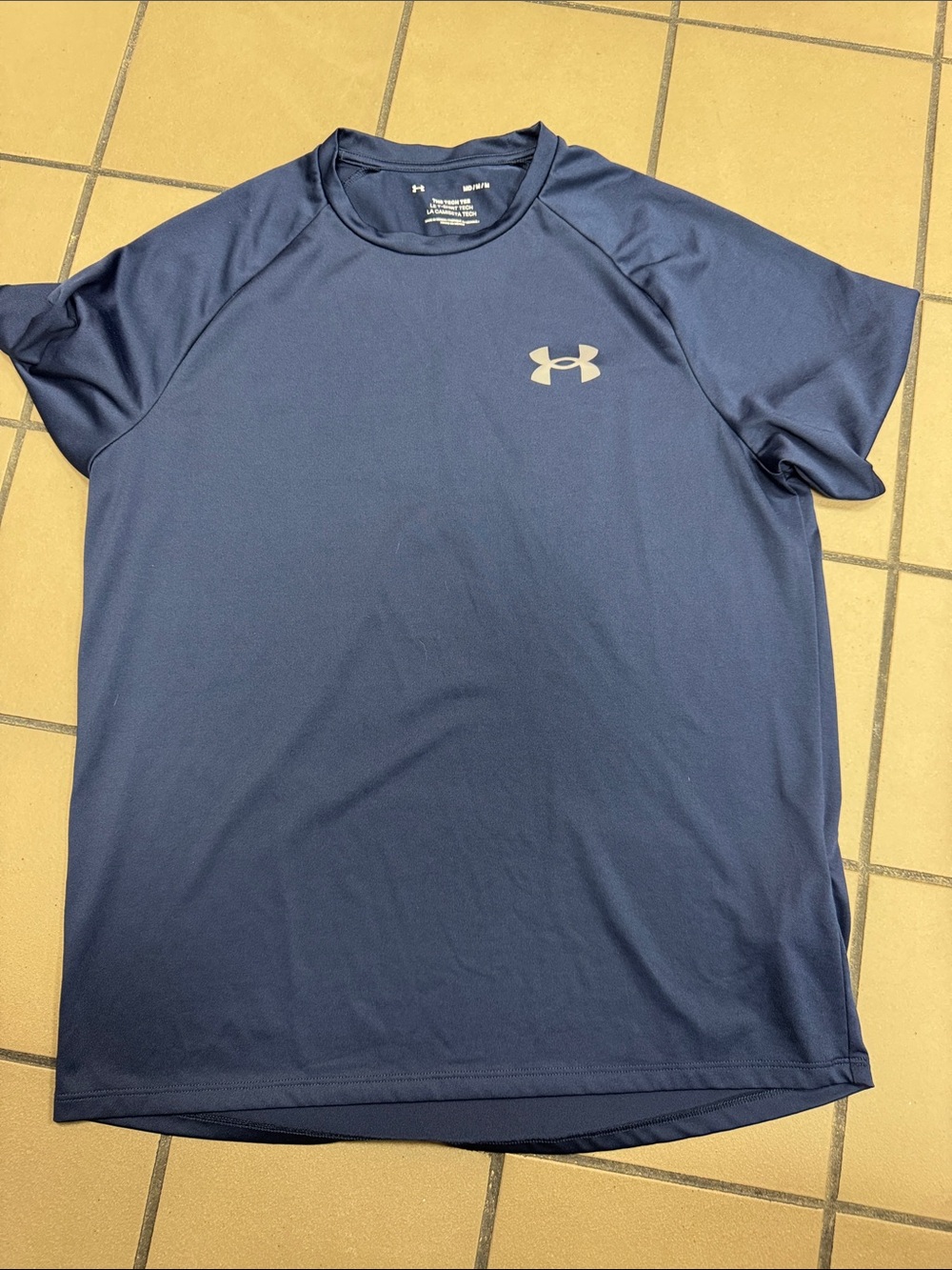 Under Armour Men's Navy Blue Performance Tee with Silver Logo